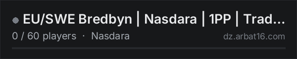 EU/SWE Bredbyn | Nasdara | 1PP | Trader | AI on the AR16 DayZ server list
