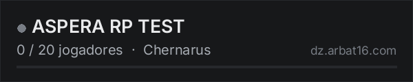 ASPERA RP TEST na lista de servidores de DayZ da AR16