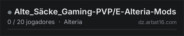 Alte_Säcke_Gaming-PVP/E-Alteria-Mods na lista de servidores de DayZ da AR16