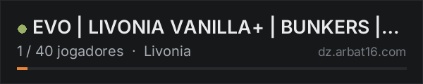 EVO | LIVONIA VANILLA+ | BUNKERS | MISSIONS | HARDCORE | EU na lista de servidores de DayZ da AR16