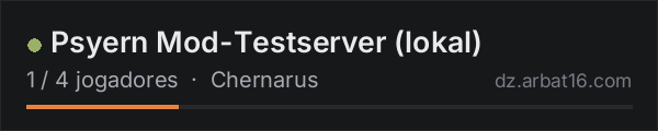 Psyern Mod-Testserver (lokal) na lista de servidores de DayZ da AR16