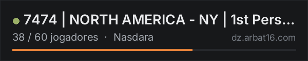 7474 | NORTH AMERICA - NY | 1st Person Only na lista de servidores de DayZ da AR16