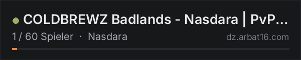 COLDBREWZ Badlands - Nasdara | PvP | vanilla 1PP in der DayZ-Serverliste von AR16