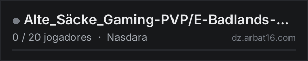 Alte_Säcke_Gaming-PVP/E-Badlands-Mods na lista de servidores de DayZ da AR16