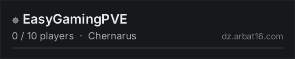 EasyGamingPVE on the AR16 DayZ server list