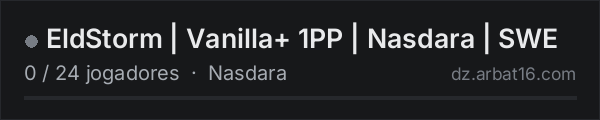 EldStorm | Vanilla+ 1PP | Nasdara | SWE na lista de servidores de DayZ da AR16