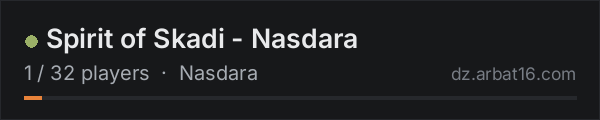 Spirit of Skadi - Nasdara on the AR16 DayZ server list