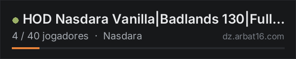 HOD Nasdara Vanilla|Badlands 130|Full PVE na lista de servidores de DayZ da AR16
