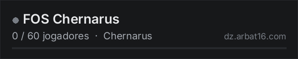 FOS Chernarus na lista de servidores de DayZ da AR16