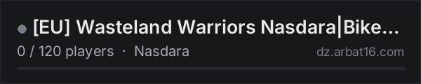 [EU] Wasteland Warriors Nasdara|Bikes|Cars on the AR16 DayZ server list