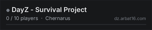 DayZ - Survival Project on the AR16 DayZ server list