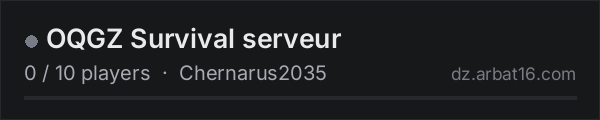 OQGZ Survival serveur on the AR16 DayZ server list