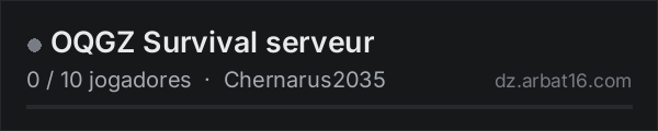 OQGZ Survival serveur na lista de servidores de DayZ da AR16