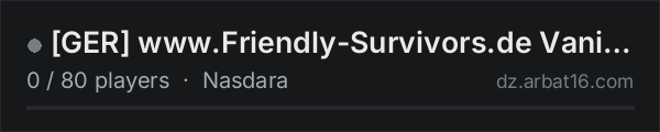 [GER] www.Friendly-Survivors.de Vanilla - Badlands - PvE on the AR16 DayZ server list