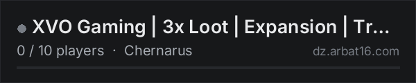 XVO Gaming | 3x Loot | Expansion | Traders on the AR16 DayZ server list