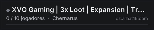 XVO Gaming | 3x Loot | Expansion | Traders na lista de servidores de DayZ da AR16
