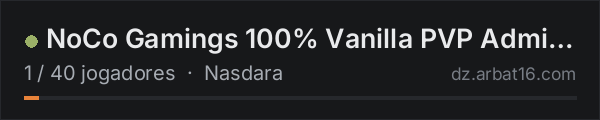 NoCo Gamings 100% Vanilla PVP Admin Tools Only Wiped 10-15-26 na lista de servidores de DayZ da AR16