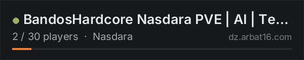 BandosHardcore Nasdara PVE | AI | Terje | Trader | Vehicles | S on the AR16 DayZ server list
