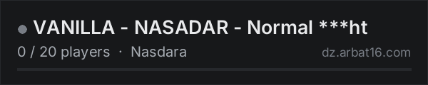 VANILLA - NASADAR - Normal ***ht on the AR16 DayZ server list