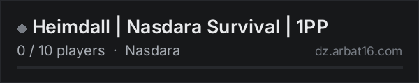Heimdall | Nasdara Survival | 1PP on the AR16 DayZ server list