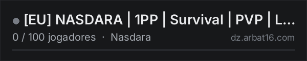 [EU] NASDARA | 1PP | Survival | PVP | Loot x2 na lista de servidores de DayZ da AR16