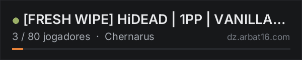 [FRESH WIPE] HiDEAD | 1PP | VANILLA+ | 6MAX | EU | AUTUM SEASON na lista de servidores de DayZ da AR16