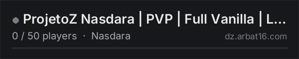 ProjetoZ Nasdara | PVP | Full Vanilla | Loot 3x on the AR16 DayZ server list