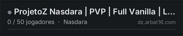 ProjetoZ Nasdara | PVP | Full Vanilla | Loot 3x na lista de servidores de DayZ da AR16