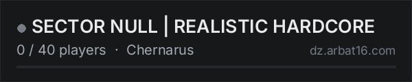 SECTOR NULL | REALISTIC HARDCORE on the AR16 DayZ server list