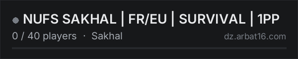 NUFS SAKHAL | FR/EU | SURVIVAL | 1PP on the AR16 DayZ server list
