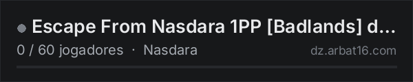 Escape From Nasdara 1PP [Badlands] discord.gg/pE33wuDVVg na lista de servidores de DayZ da AR16