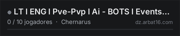 LT l ENG l Pve-Pvp l Ai - BOTS l Events l Fresh START na lista de servidores de DayZ da AR16