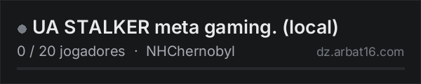 UA STALKER meta gaming. (local) na lista de servidores de DayZ da AR16