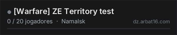 [Warfare] ZE Territory test na lista de servidores de DayZ da AR16