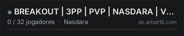 BREAKOUT | 3PP | PVP | NASDARA | VANILLA+ | WIPE 15.10 na lista de servidores de DayZ da AR16