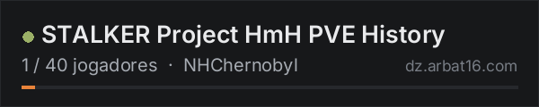 STALKER Project HmH PVE History na lista de servidores de DayZ da AR16