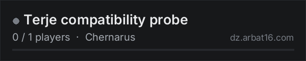 Terje compatibility probe on the AR16 DayZ server list