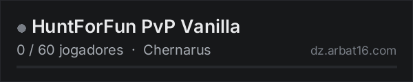 HuntForFun PvP Vanilla na lista de servidores de DayZ da AR16
