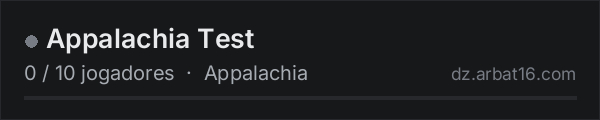 Appalachia Test na lista de servidores de DayZ da AR16