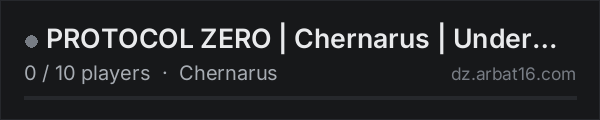 PROTOCOL ZERO | Chernarus | Under Construction on the AR16 DayZ server list