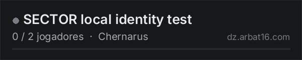 SECTOR local identity test na lista de servidores de DayZ da AR16