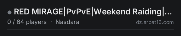 RED MIRAGE|PvPvE|Weekend Raiding|Leveling+Quests|CannabisPlus on the AR16 DayZ server list