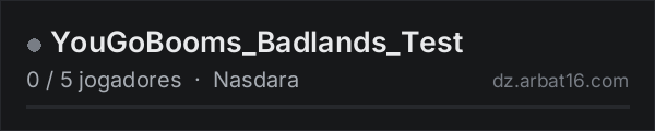YouGoBooms_Badlands_Test na lista de servidores de DayZ da AR16