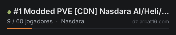#1 Modded PVE [CDN] Nasdara AI/Heli/Trader na lista de servidores de DayZ da AR16