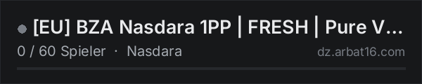 EU BZA Nasdara 1PP | FRESH | Pure Vanilla | PvP in der DayZ-Serverliste von AR16