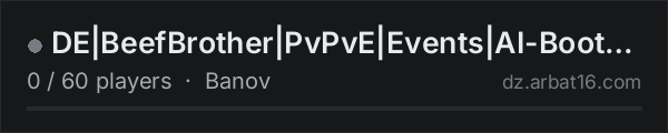 DE|BeefBrother|PvPvE|Events|AI-Boots|Cars+|Loot+ on the AR16 DayZ server list