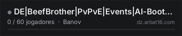 DE|BeefBrother|PvPvE|Events|AI-Boots|Cars+|Loot+ na lista de servidores de DayZ da AR16