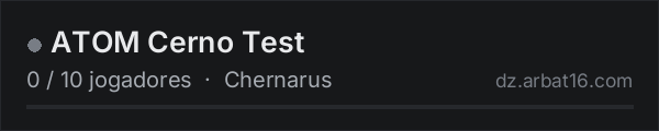 ATOM Cerno Test na lista de servidores de DayZ da AR16