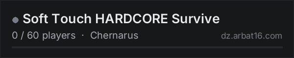 Soft Touch HARDCORE Survive on the AR16 DayZ server list