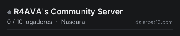 R4AVA's Community Server na lista de servidores de DayZ da AR16